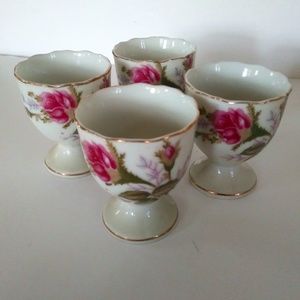 Vintage Porcelain Egg Cup Holders Set of 4. Made in Japan